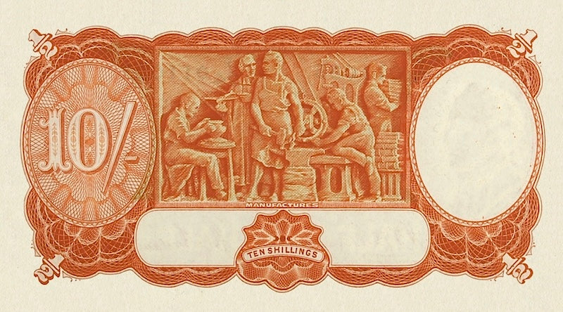 Australia banknotes, King George VI, Commonwealth Bank, 10 Shillings, 1938, Pick P-25, UNC